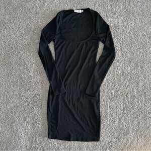 Flounce scoop neck ribbed mini dress